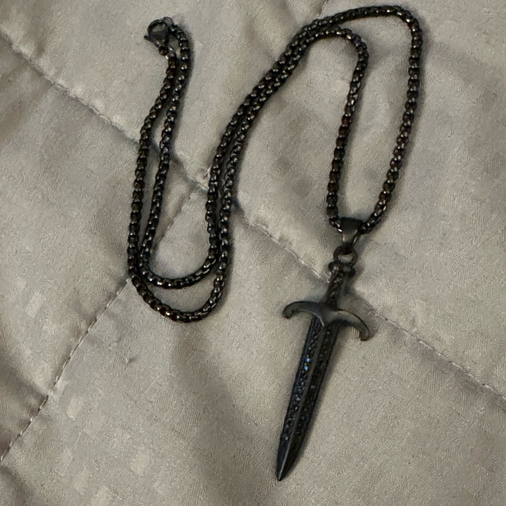 Sword Pendant Box Chain Necklace